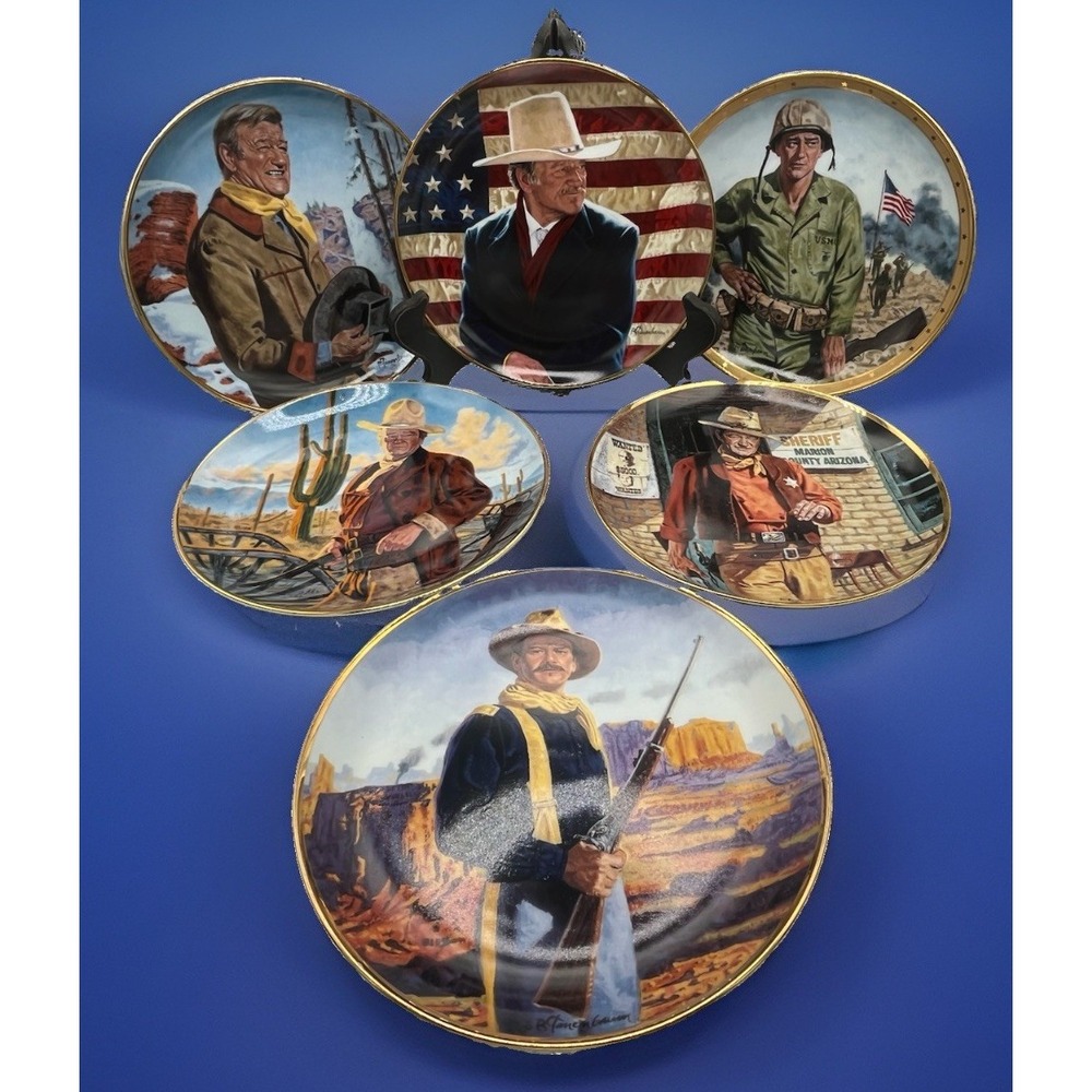 VTG 6 Franklin Mint John Wayne Collector Plates Robert Tanenbaum Limited Edition